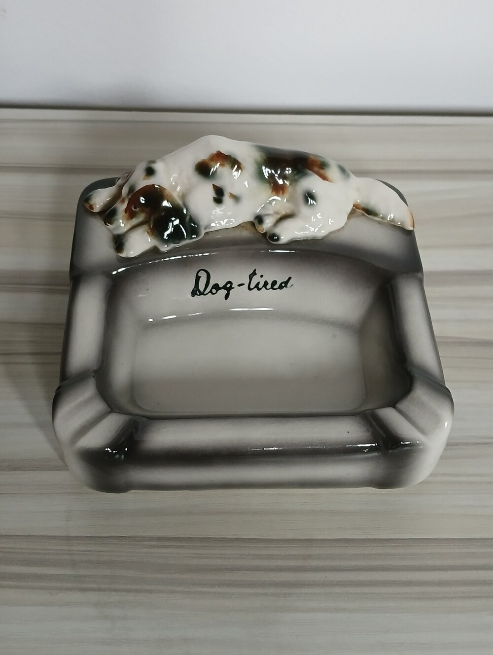 Vintage Ceramic Spaniel "Dog Tired" Ashtray Shafford Japan Tobacciana